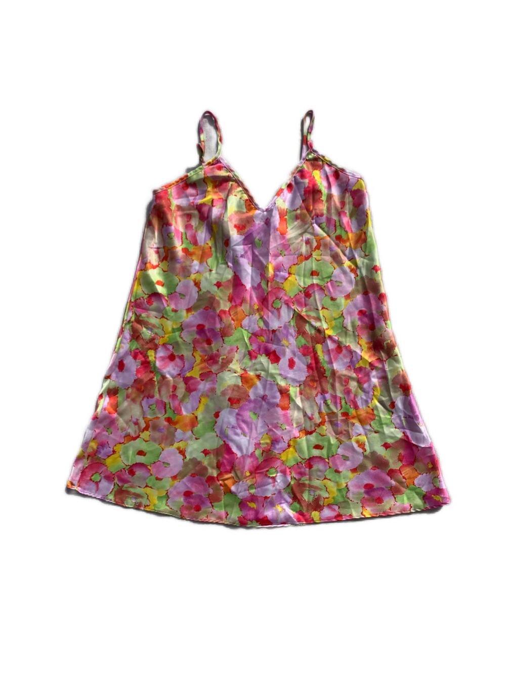 Y2K Abstract Psychedelic Silky Floral Watercolor Spring Camisole Large